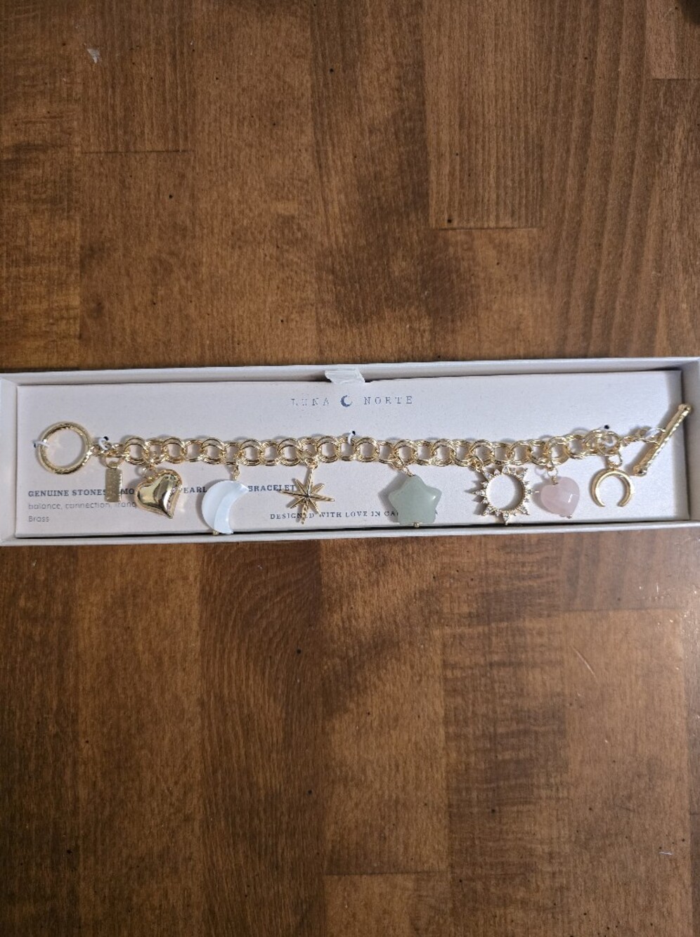 Gold Charm Bracelet with Pastel Stone Charms - Women Jewelry Bracelets